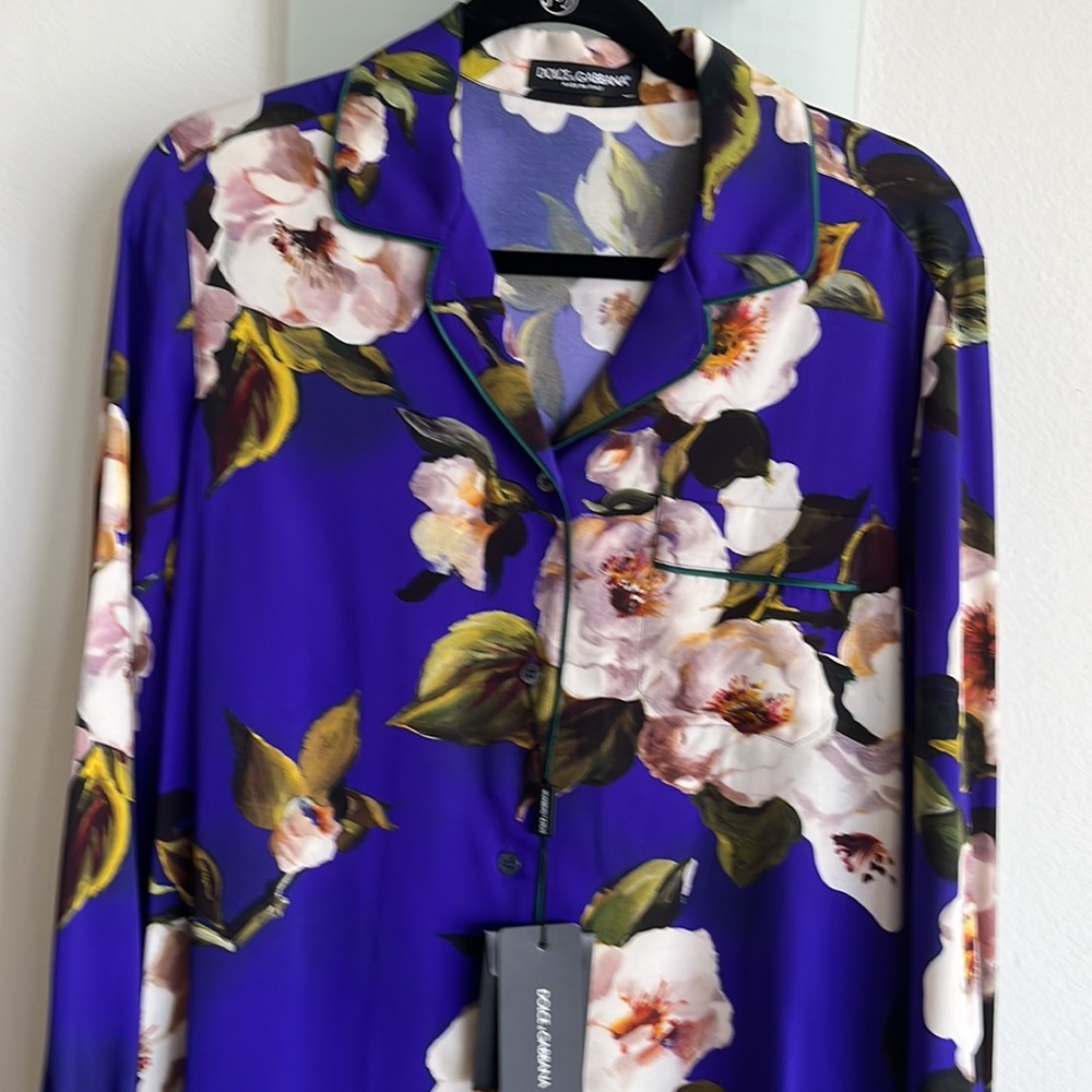 Dolce & Gabbana Dolce Gabbana Floral Silk Blouse Women Multicolor Tops 42 - Picture 2 of 10